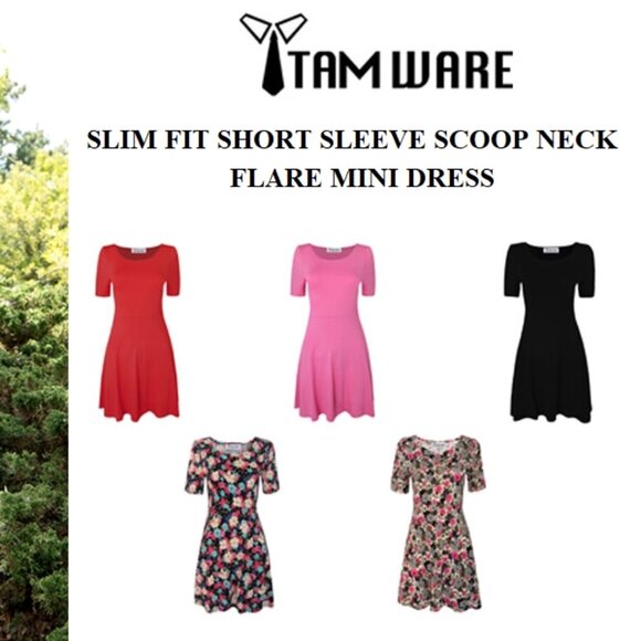 NWT Short Sleeve Scoop Neck Fit & Flare Mini Dress Black Small - Picture 3 of 7